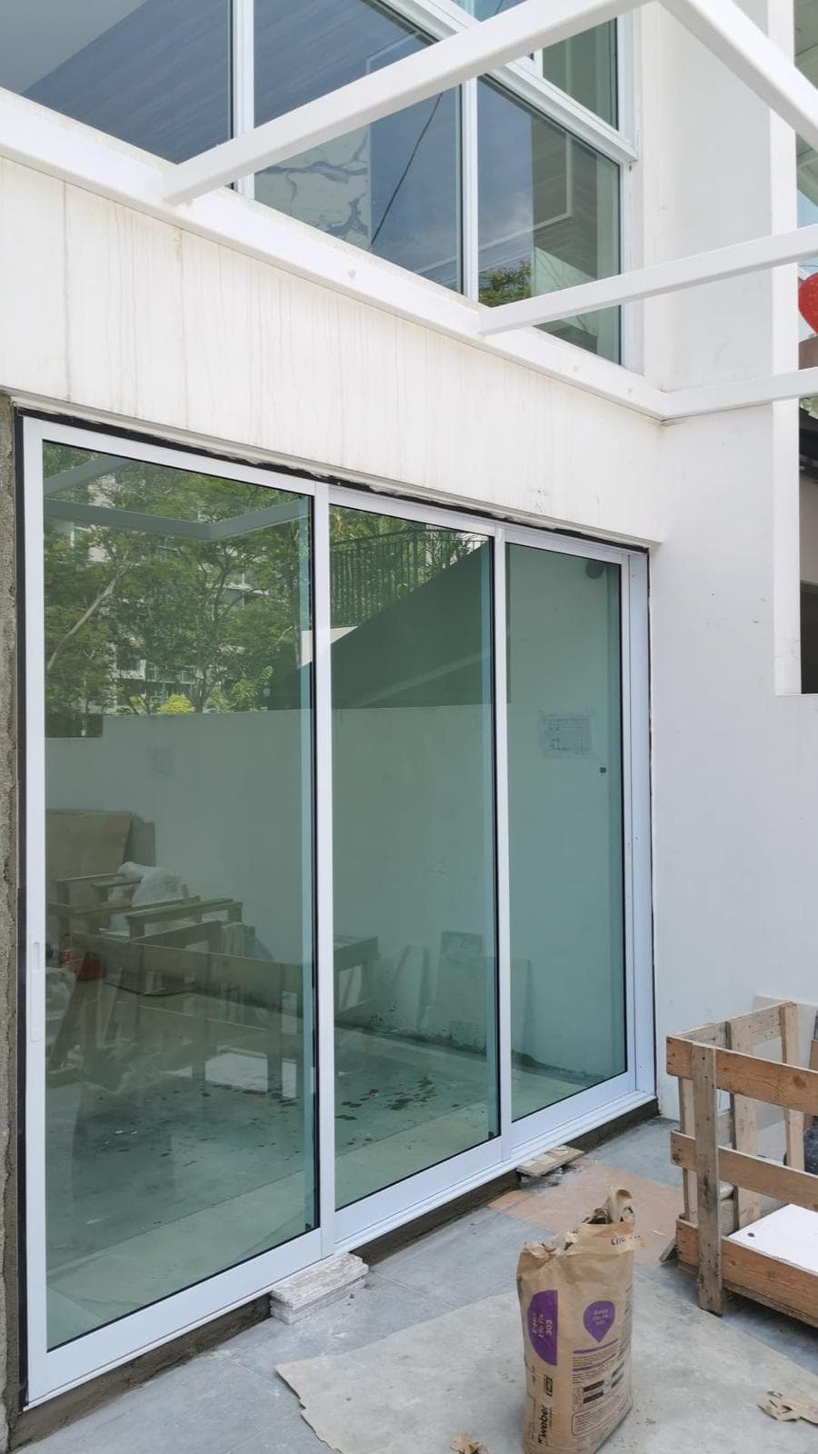Glass office partition detail